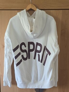 Esprit Womens Oversized White Hooded Sweatshirt, XXL, IYKYK, GUC